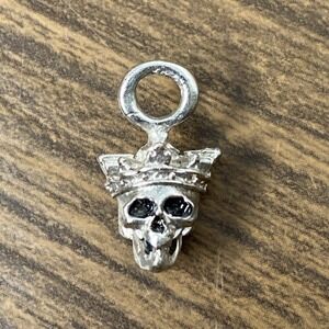 Vintage Disney Parks Pirates of the Caribbean Silver tone Skull Crown Charm
